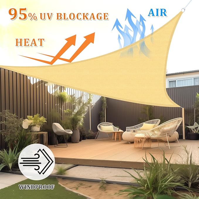 Shade&Beyond Shade Sail 14'X14'X14' Triangle Sand Breathable UV Block Outdoor - Image 2