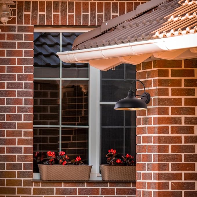 10" Dome Barn Lights for Farmhouse, Matte Black Gooseneck Outdoor Light Fixture - Image 8