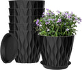 6 Pack 7 Inch Plant Pots with Drainage and Saucers, Stackable Nursery Planters by zople