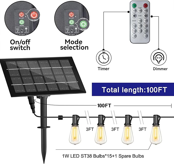 Stright Solar Powered String Light 100FT - Image 2