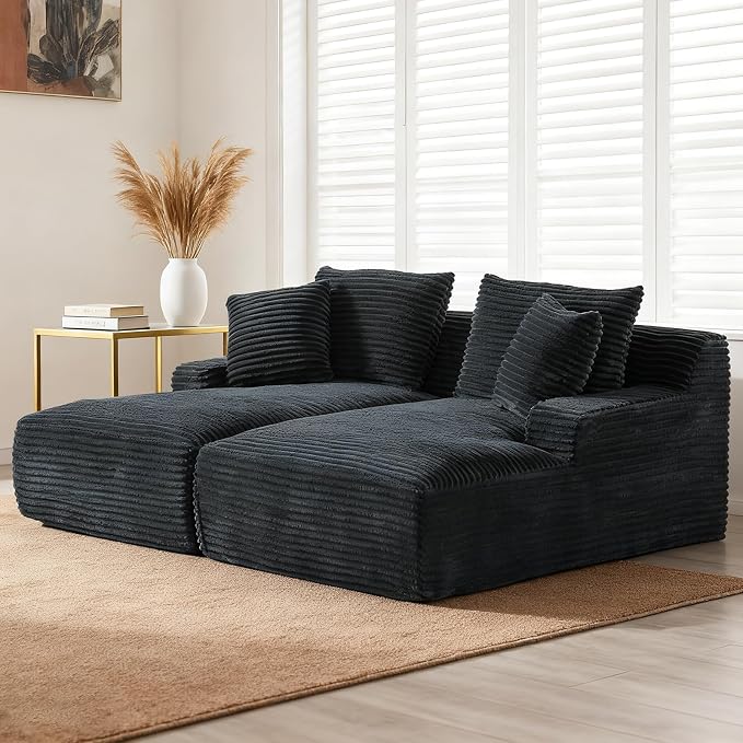 80" Double Chaise Lounge Chair Indoor, Oversized Boneless Couch Comfy by VEPXXP