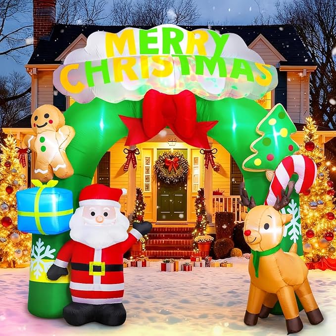 Garma 9.4 Ft Christmas Inflatables Decorations Archway, Reindeer and Santa by GARMA