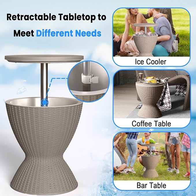 EasyUp Outdoor Cooler Bar Table – 8 Gallon Outdoor Patio Cooler Table - Image 4
