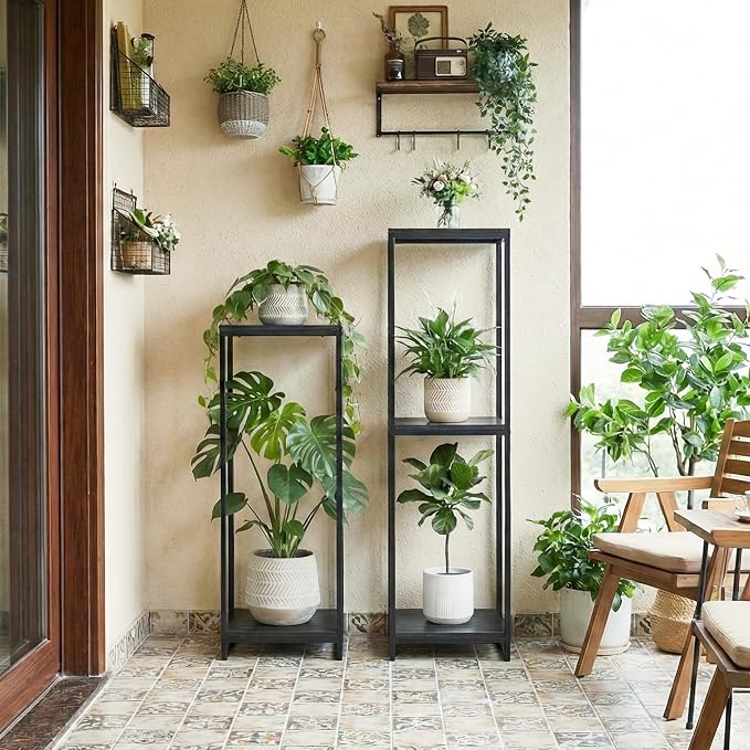 34" Tall Plant Stand Indoor, 2-Tier Modern Plant Shelf, Corner Flower Pot - Image 7