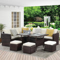 Wisteria Lane Patio Furniture Set, 7 Piece Outdoor Dining Sectional Sofa by WisteriaLane