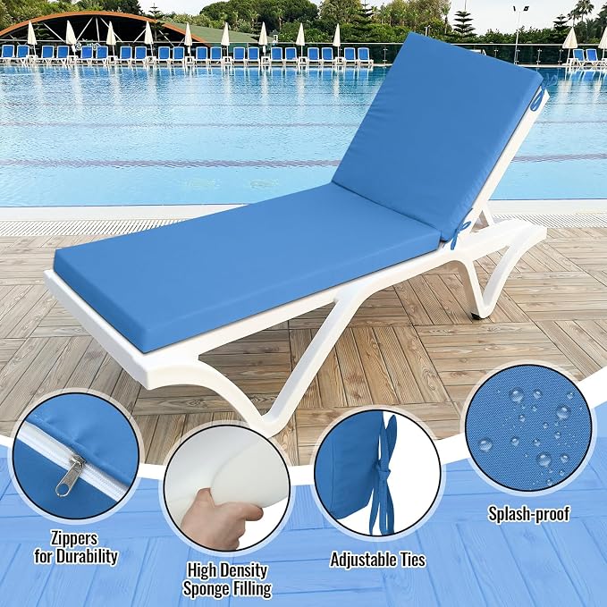 Patelai 2 Pcs Outdoor Chaise Lounge Cushions - Image 5