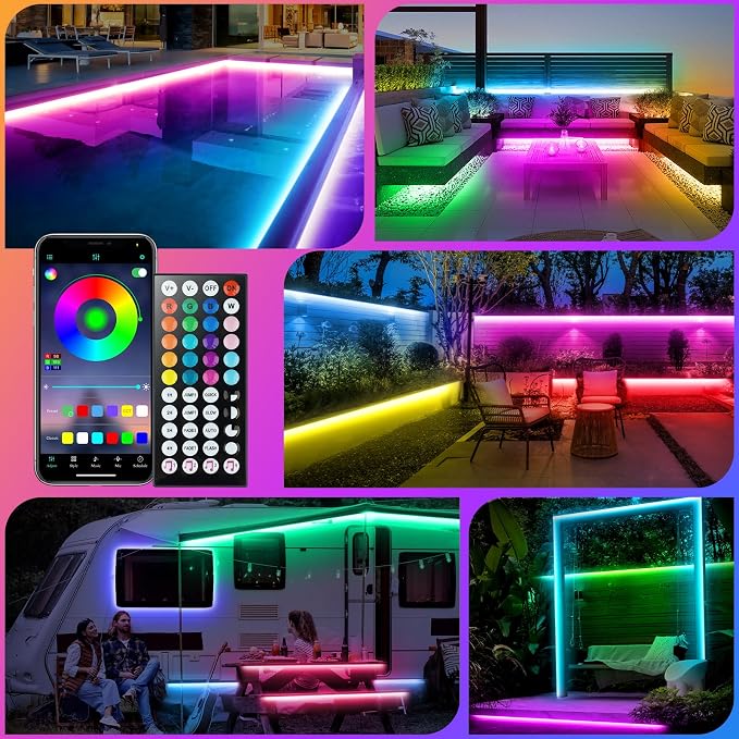150Ft Outdoor LED Strip Lights, IP68 Waterproof Color Changing RGB LED Light - Image 8