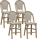 PURPLE LEAF French Counter Height Bar Stool Set of 4 25" Bamboo Print Finish by PURPLELEAF