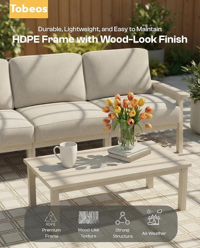 HDPE 5 Piece Patio Furniture Set, Outdoor Couch - Image 6