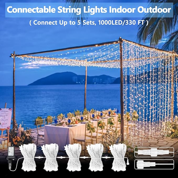 Connectable 200 LED String Lights Indoor Outdoor, 66FT Cool White Christmas - Image 2
