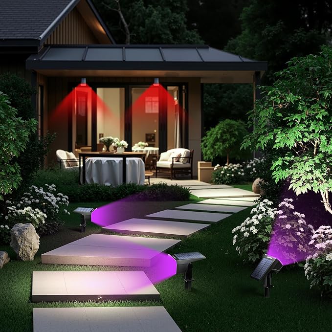TECKNET Solar Color Changing Lights, 7 Lighting Modes Solar Spot Lights Outdoor - Image 7
