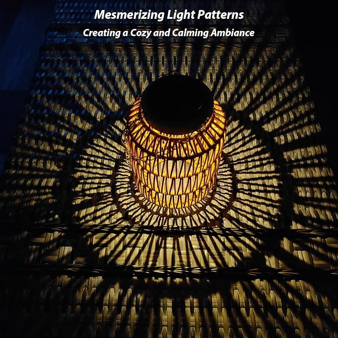Solar Outdoor Lanterns Waterproof, Hanging Rattan Lantern Lights - Image 5