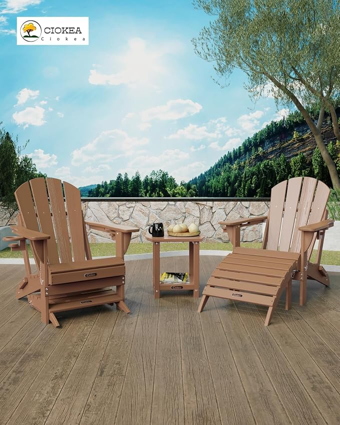 Ciokea Adirondack Outdoor Side Table, 2-Tier Sturdy Patio End Table Weather - Image 2