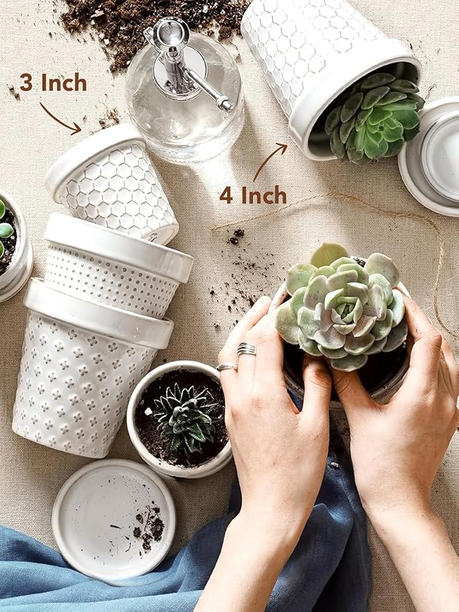 LE TAUCI Ceramic Succulent Pots, 4 Inch Small Plant Pot - Image 3