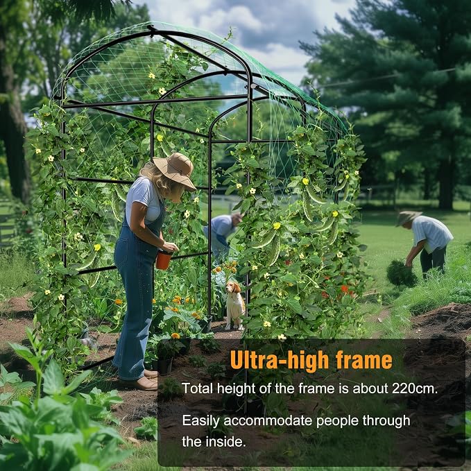 unho Garden Arch Trellis, 7.2FT Extra Tall Polyethylene-Coated Stainless Steel - Image 7