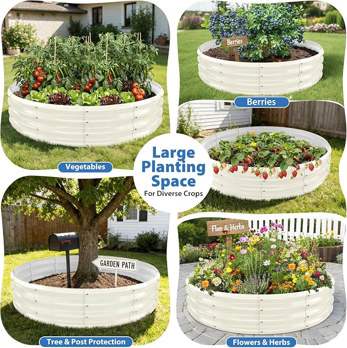 Round Galvanized Raised Garden Bed, Heavy Duty Metal Planter Box - Image 2