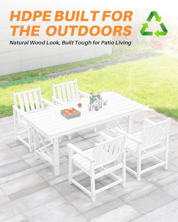 HDPE Outdoor Dining Table, 66.9” Rectangle Patio Dining Table - Image 8