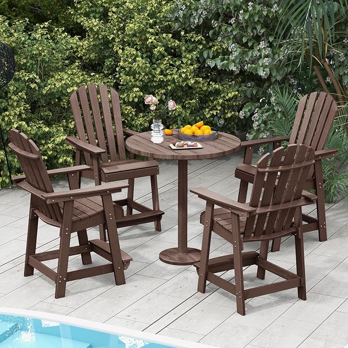 Tangkula Outdoor Bar Stool, HDPE Tall Adirondack Chair - Image 5