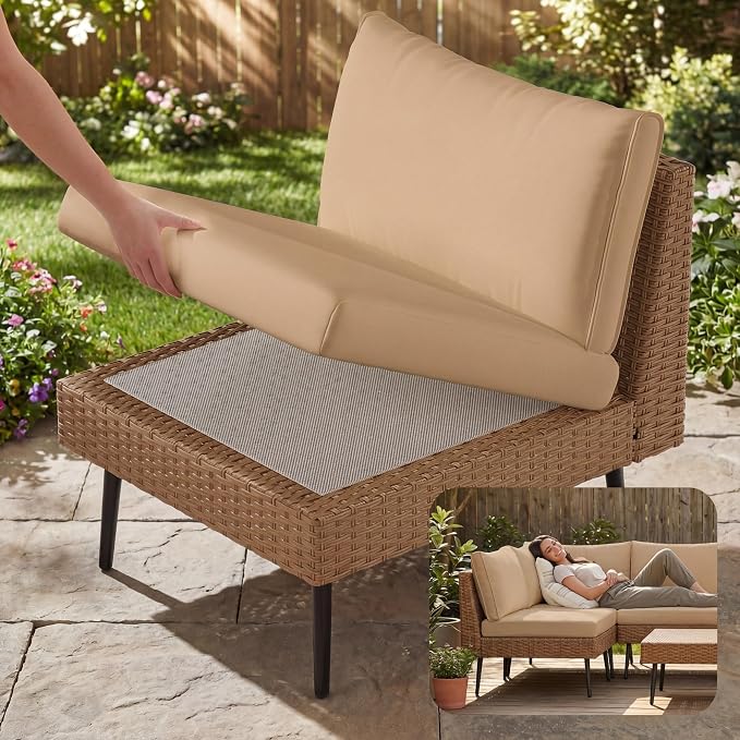 ENSTVER 8-Piece Dual-Strand Wicker Outdoor Sectional, Premium Outdoor Sofa - Image 5