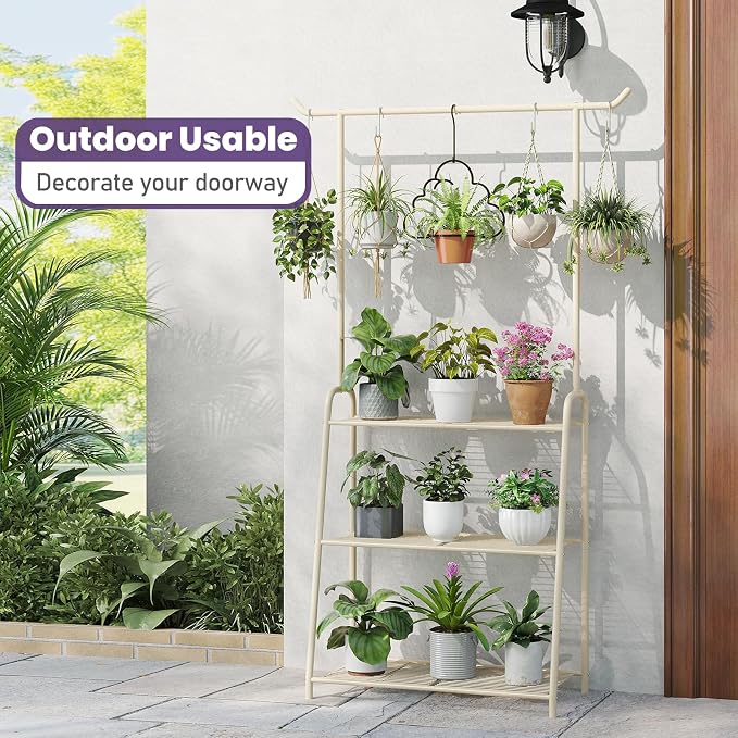 Metal Plant Stand Indoor Outdoor, 3 Tier Tall Corner Plant Shelf, Hanging - Image 7