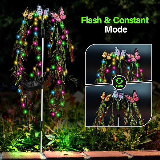 Solar Garden Lights Outdoor Decorative Waterproof, 69LED Swaying Tree Solar - Image 4