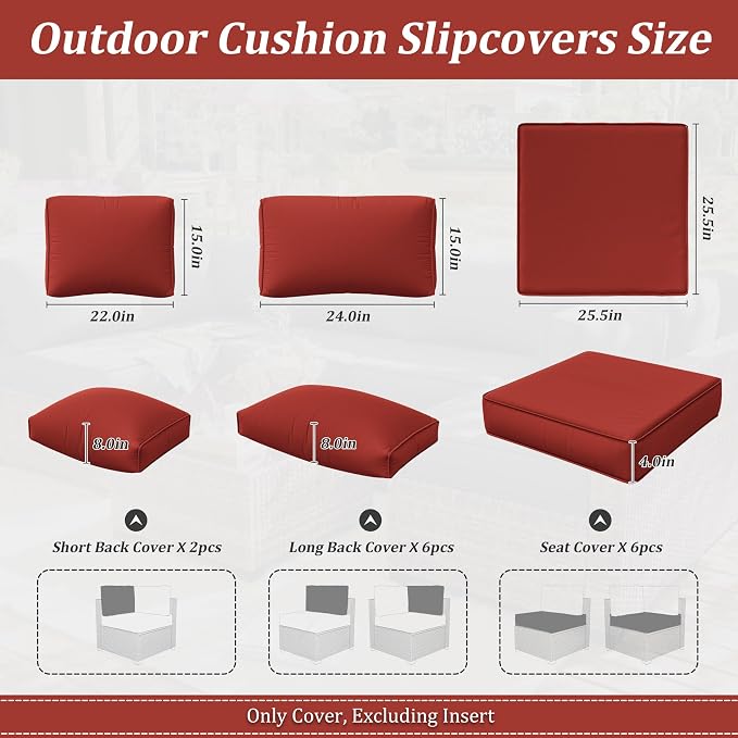 14 Pcs Outdoor Cushion Slipcovers Outdoor Patio Cushion Covers Replacement - Image 3