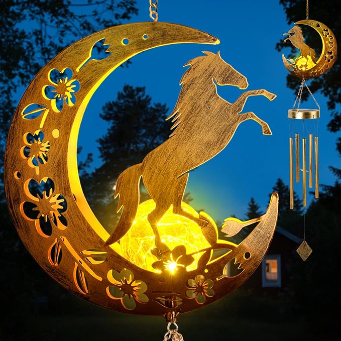 Moon Horsebird Wind Chime Outdoor, Handcrafted Metal Garden Wind Chimes - Image 3