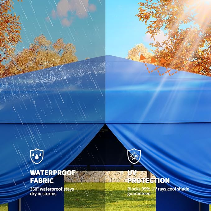 10x10 Pop Up Canopy Tent with 4 SideWalls, Easy Up Canopy with 3 Adjustable - Image 3