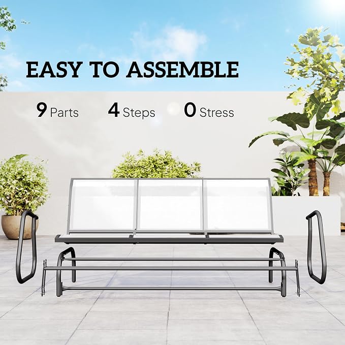 Outsunny 3-Person Patio Glider Bench, Outdoor Porch Glider Swing - Image 5