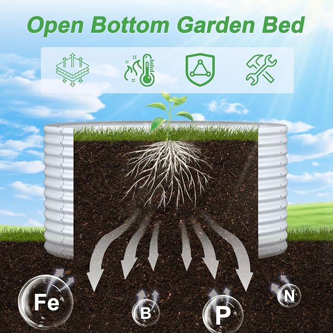 AHEONLAR 2 Pack 3x3x3ft Round Galvanized Raised Garden Bed Outdoor Metal - Image 4