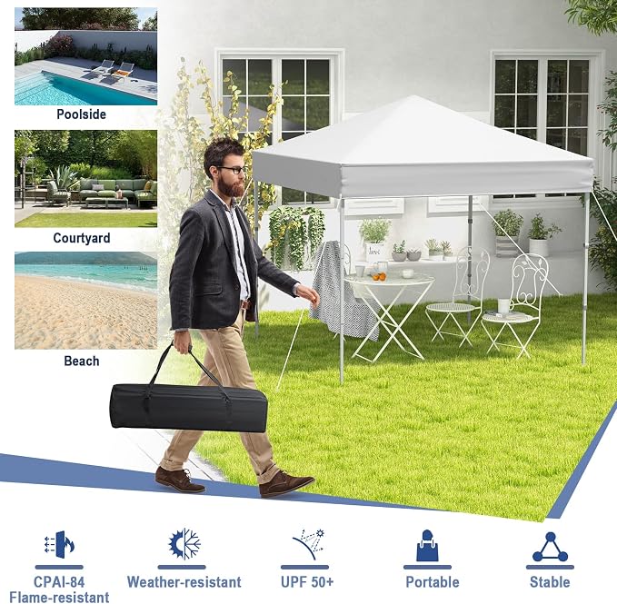 Tangkula 6.6x6.6 Ft Pop Up Canopy, 1 Person Instant Setup Canopy Tent - Image 6