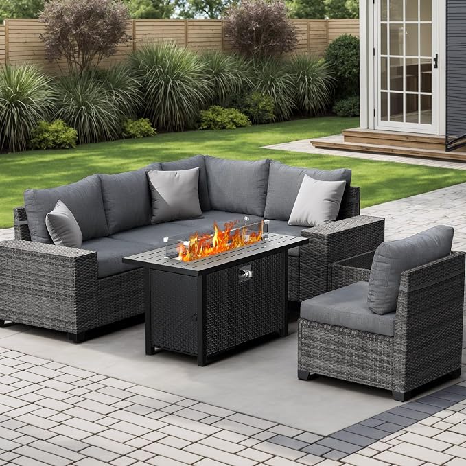 JOIVI 7-Piece Outdoor Set with Fire Pit Table - Image 5