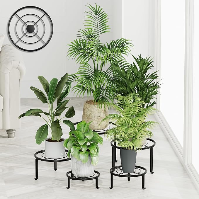 5 Pack Metal Plant Stand Indoor Outdoor Heavy Duty Rustproof Iron Flower Pot by Unknown
