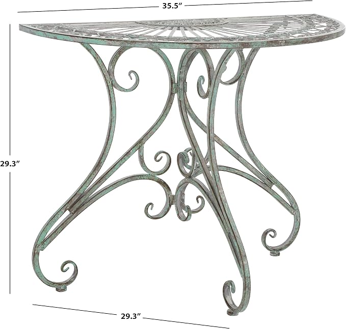 SAFAVIEH Outdoor Collection Annalist Victorian Scroll Antique Dark Green - Image 3