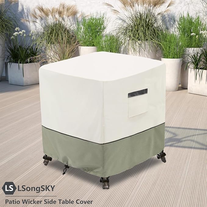 Patio Wicker Side Table Cover, Waterproof Square Patio Small Side Table Cover - Image 4