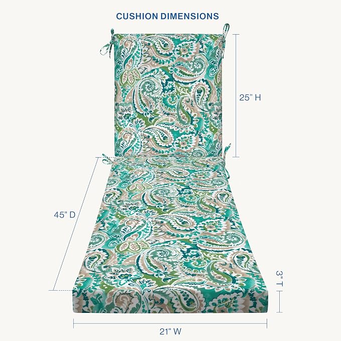 Honeycomb Outdoor Essentials Chaise Lounge, 21 x 70, Geneva Paisley Turquoise - Image 6