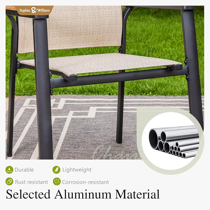 Sophia & William Patio Sets 5 Pieces, Lightweight Aluminum Dining Chairs - Image 3