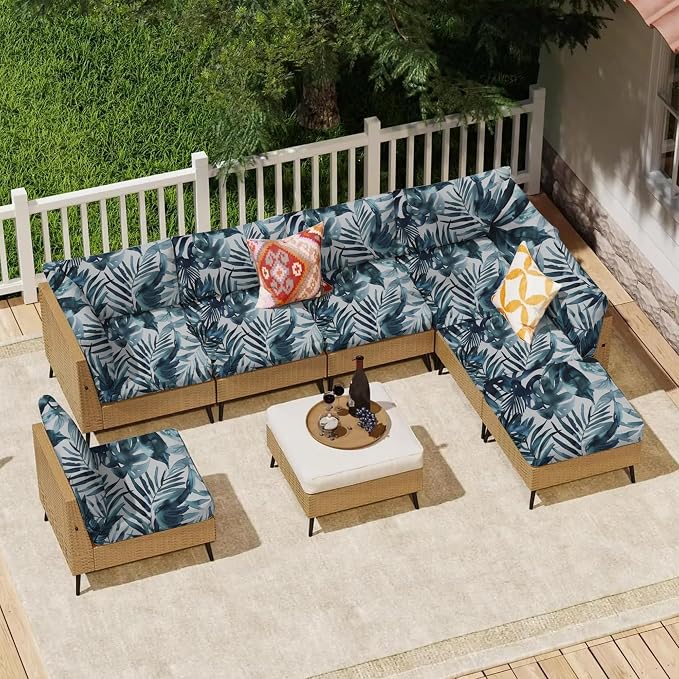 14Pcs Outdoor Cushion Covers, Patio Cushion Covers, Stretch Elastic Slipcovers - Image 6