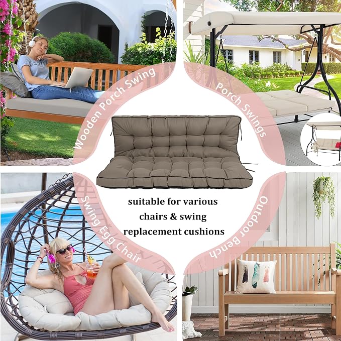 2-3 Seat Swing Replacement Cushion, Outdoor Bench Cushions - Image 7