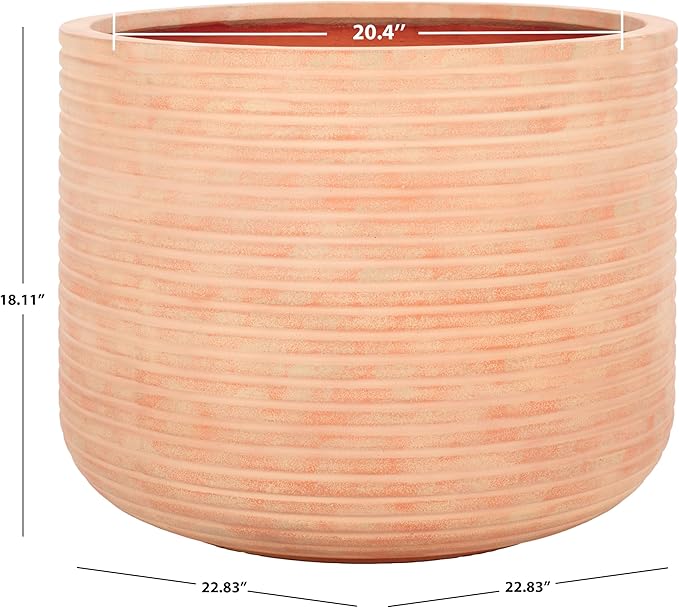 SAFAVIEH Outdoor Collection Nardo Terracotta Cement Ficonstone Planter Pot - Image 3