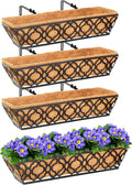 4pcs 24 Inch Window Deck with Coco Liner, Metal Hanging Flower Planter Window by LAWYAMAI