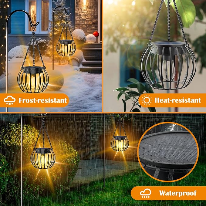 UBright Solar Lights Lanterns Outdoor Waterproof Hanging Solar Garden Lights - Image 5