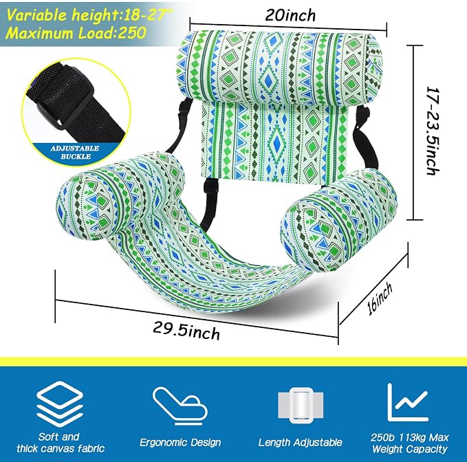 2 Pack Inflatable Pool Float for Adult Adjustable Hammock Float Chair Fabric - Image 3
