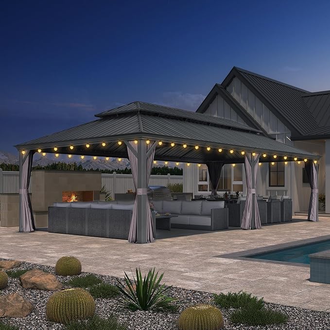 PURPLE LEAF 12' X 26' Permanent Hardtop Gazebo by PURPLELEAF