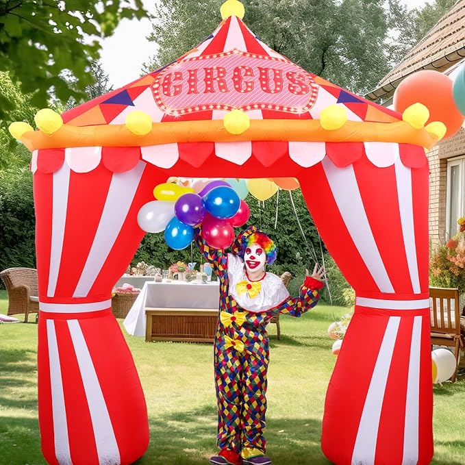 10ft Circus Party Decorations Inflatable Arch Blow up Tent Built in LED Lights by ojustbeok