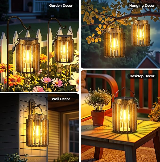 Solar Lanterns Outdoor Waterproof, Brighter Up to 12 Hrs Outdoor Hanging Solar - Image 5
