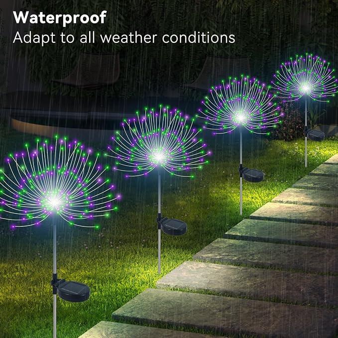 Solar Garden Lights Outdoor Waterproof, 2 Pack 120 LED Solar Firework Lights - Image 3