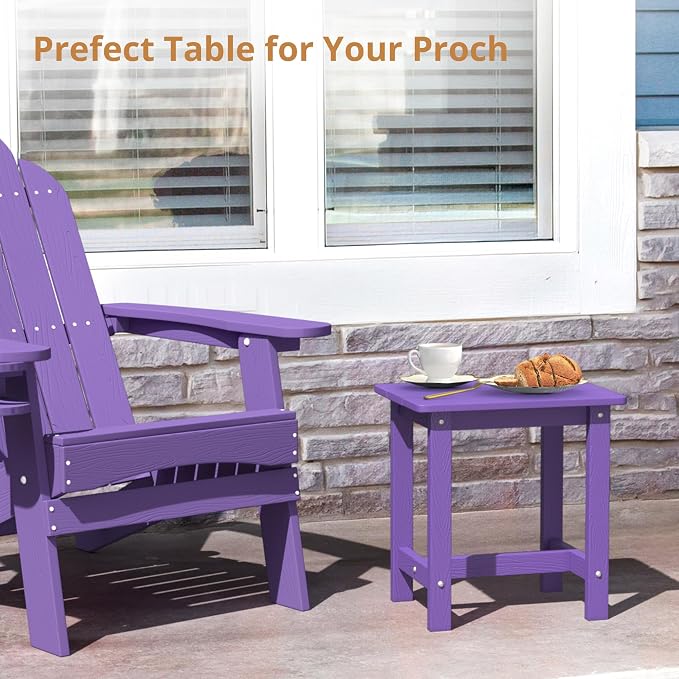 LUE BONA Outdoor Side Table Set of 2, HDPS Small Outdoor Table, Adirondack Side - Image 5