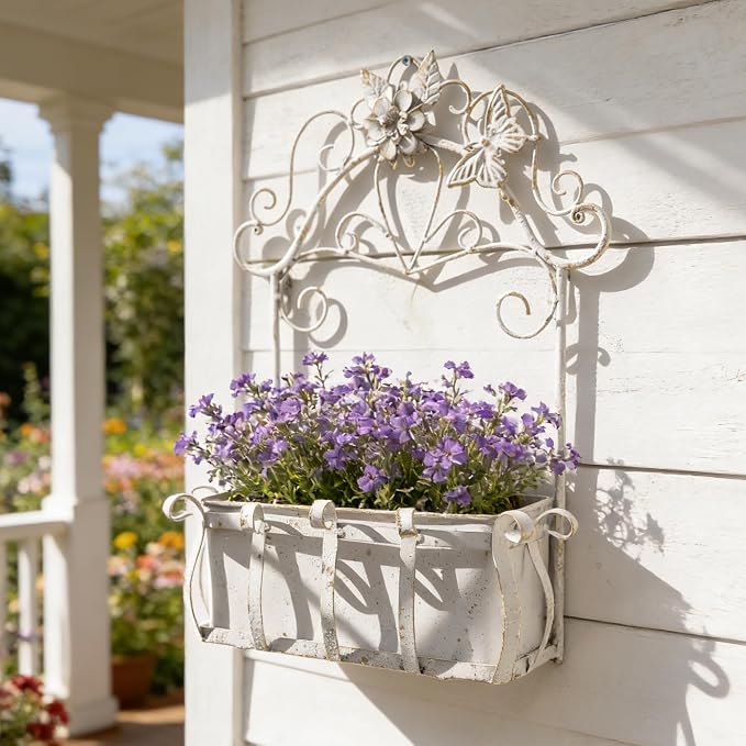 Rustic Metal Wall Planter Vintage Wall Mounted Flower Pot Farmhouse Distressed - Image 8