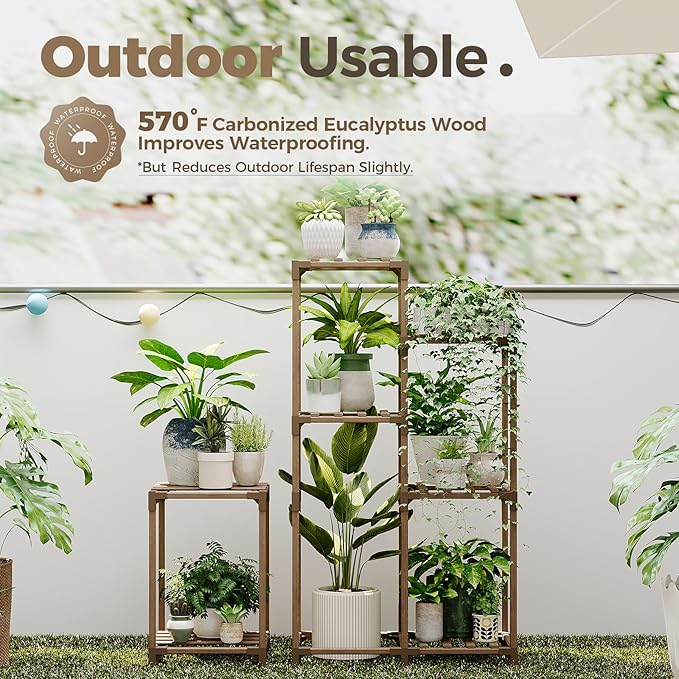 Bamworld Plant Stand Indoor Corner Plant Shelf Wood Plant Holder - Image 4